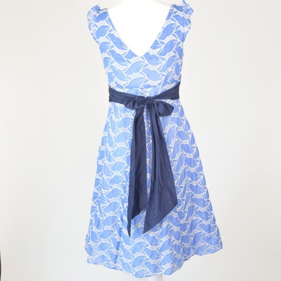 Anthropologie Lithe Waterleaf Dress Silk Blue and White Size 2 Small - Picture 3 of 10